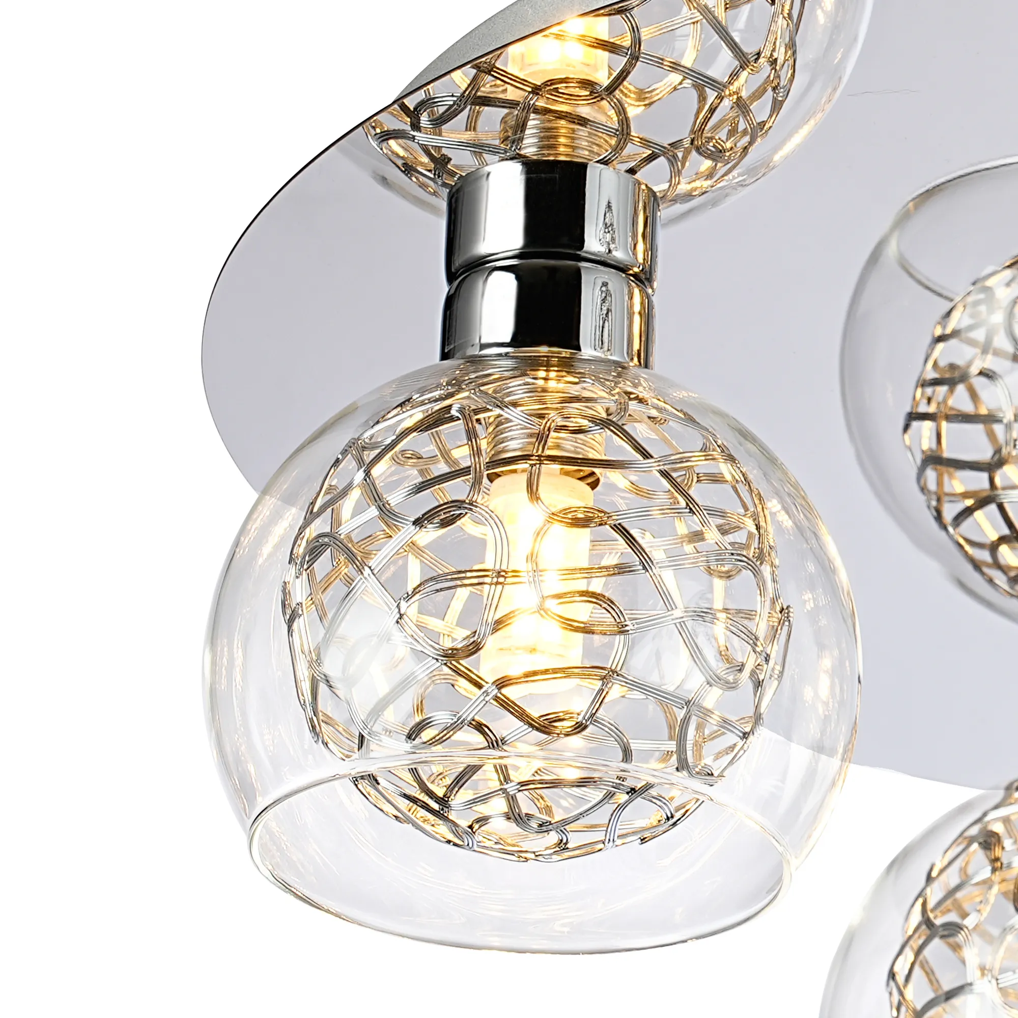 Talia Glass Flush Ceiling 5 Light Polished Chrome D0765  Deco Talia